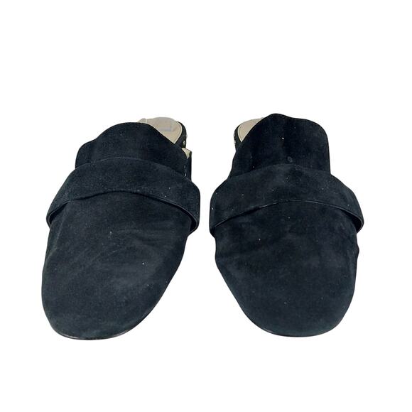 COLE HAAN! BLACK GENUINE SUEDE LEATHER FRONT STRAP MULES, LOW HEELS! SZ 6.5B - Picture 5 of 10